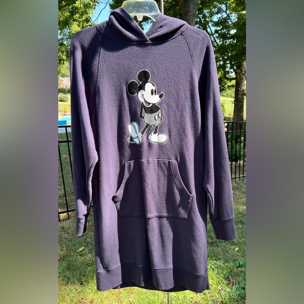 Disney Uniqlo Mickey Stands Size M Navy Hooded Sweatshirt Dress Mickey Mouse
